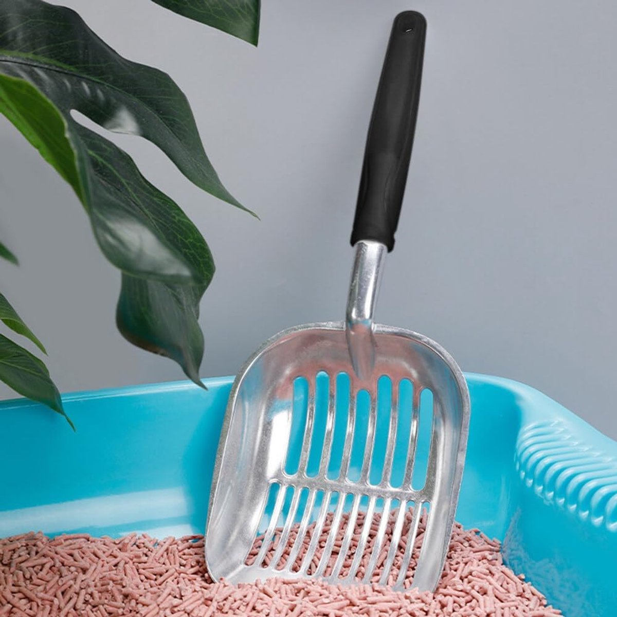 Miniatuur van productfoto 8 van Grote Kattenbak schep - 34 x 13 cm kattenbakschep - Poepschep - Lange steel kattenbakschep - Kattenbakschep van aluminiumlegering - Breed schepoppervlak - Reinigt snel kattenbakvulling - Zilver