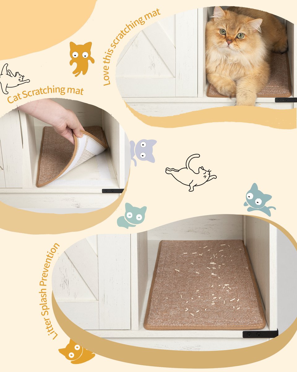 Miniatuur van productfoto 14 van Kattenkast Meubel - Kattenbak Omkasting - Privacy en Geur - Verborgen Toegang - 80 x 50 x 53 cm - Wit