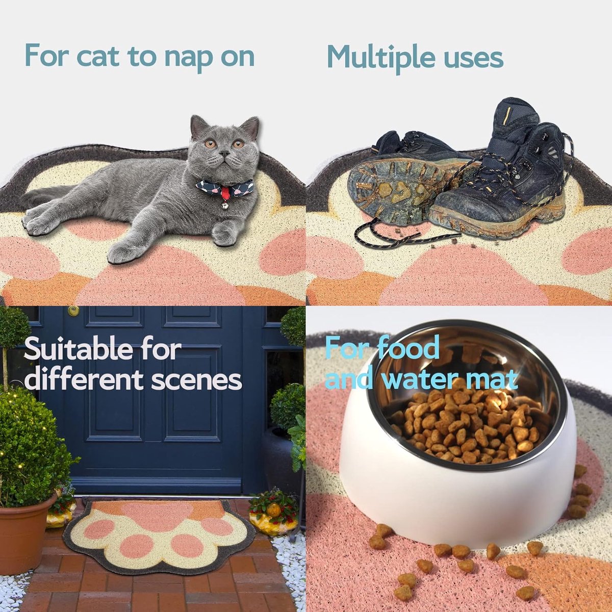 Schattige Kattenbak Mat 24”x16” - Kattengrind Opvangmat - Zacht Voor Kattenpootjes - Eenvoudig Reinigen - Antislip - Huisdieraccessoire - Grijs Roze