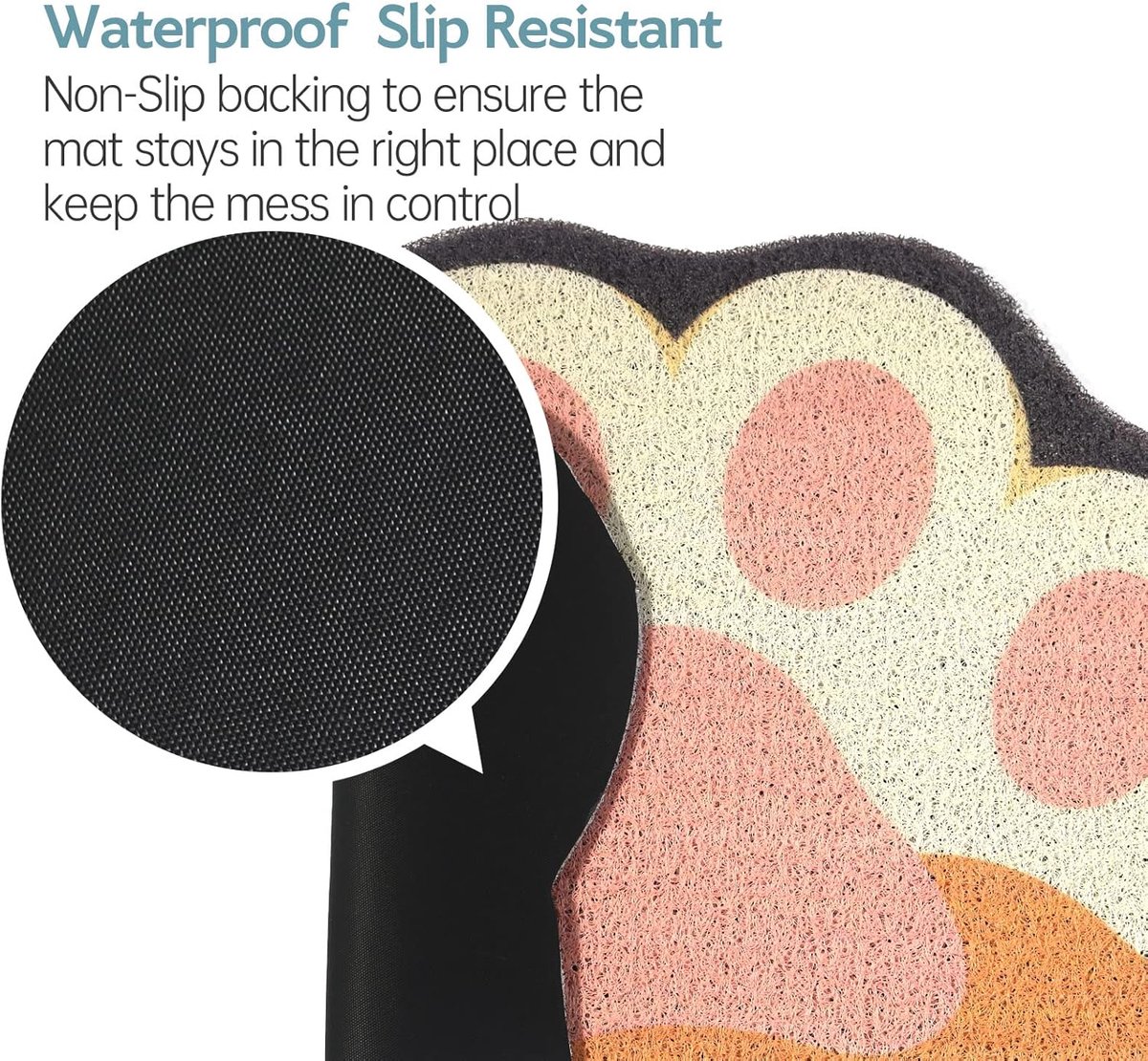 Miniatuur van productfoto 6 van Schattige Kattenbak Mat 24”x16” - Kattengrind Opvangmat - Zacht Voor Kattenpootjes - Eenvoudig Reinigen - Antislip - Huisdieraccessoire - Grijs Roze