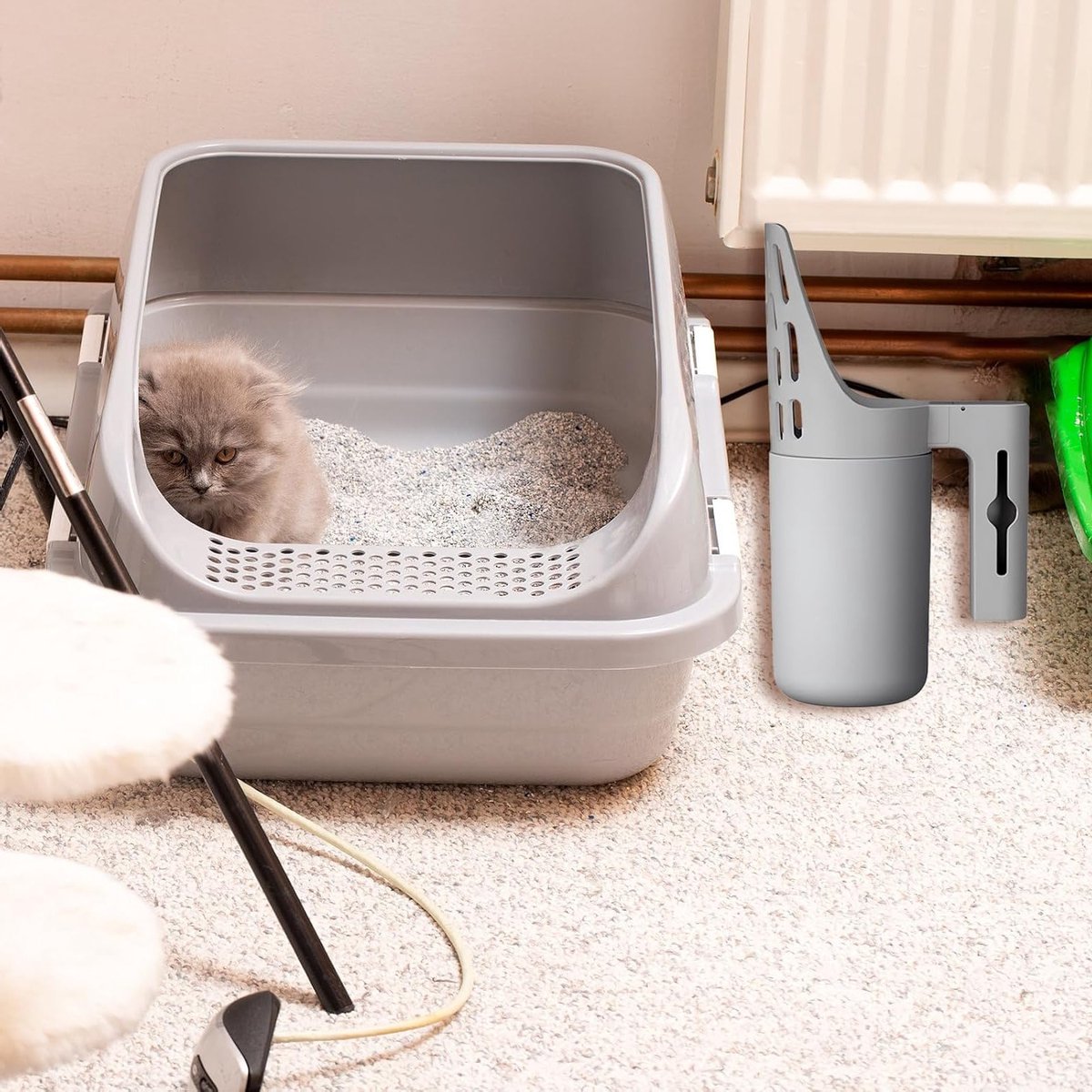 Miniatuur van productfoto 5 van Kattenbakschep met bak - Kattenschep met bak - Kattenschep voor kattenbak - Ideaal voor het schoonmaken van de meeste huisdieren - Snel en gemakkelijk, zonder vieze handen