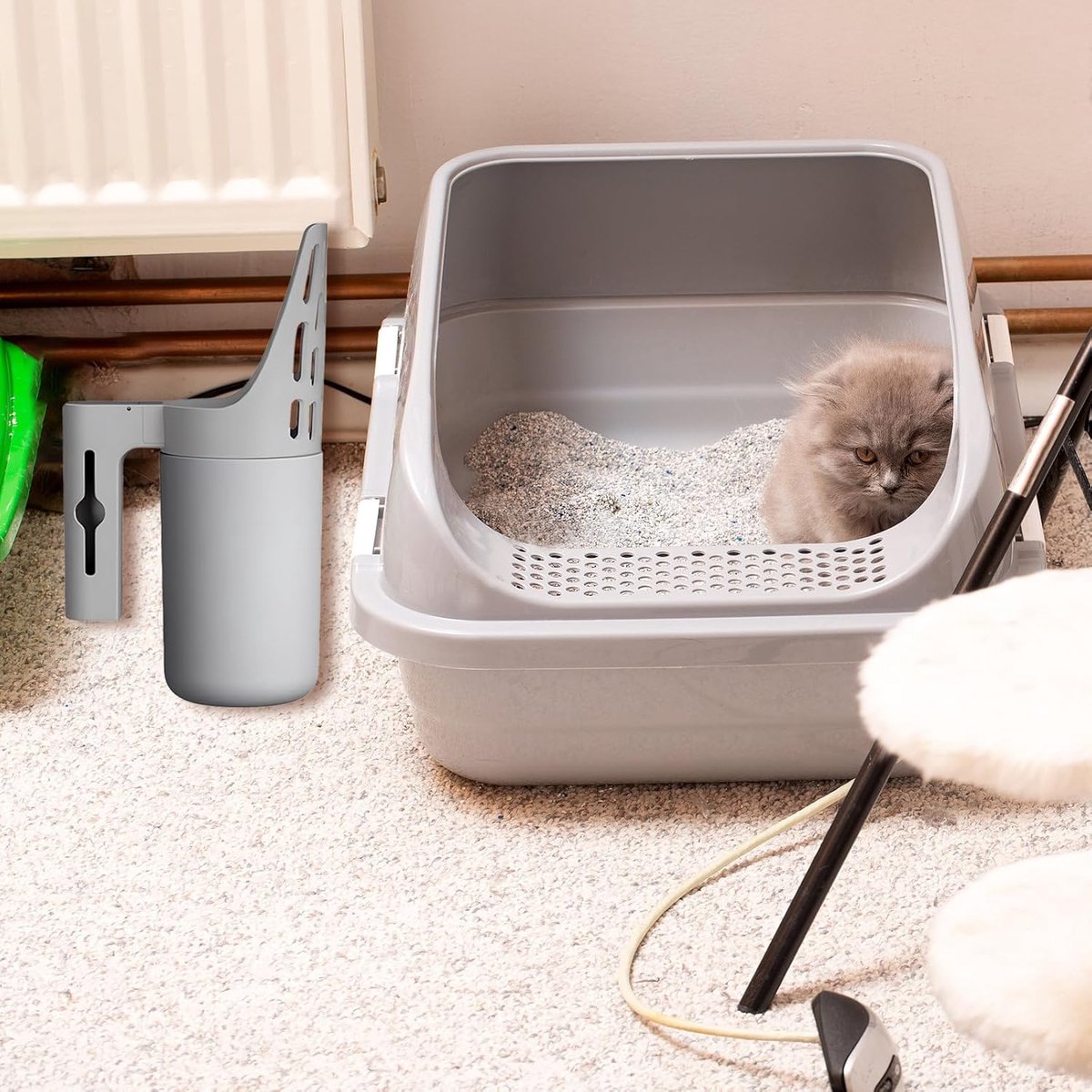Miniatuur van productfoto 6 van Kattenbakschep met bak - Kattenschep met bak - Kattenschep voor kattenbak - Ideaal voor het schoonmaken van de meeste huisdieren - Snel en gemakkelijk, zonder vieze handen