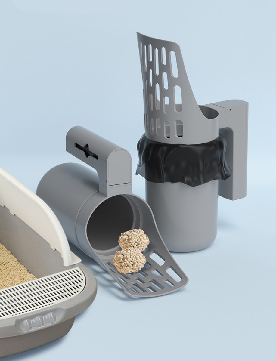Miniatuur van productfoto 10 van Kattenbakschep - Grote kattenbakschep met gespleten inhoud - Schep voor kattenpoep - Schoonmaakgereedschap voor katten - Draagbare schep - 1 stuk - Grijs
