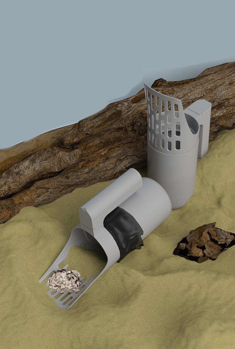 Miniatuur van productfoto 6 van Kattenbakschep - Grote kattenbakschep met gespleten inhoud - Schep voor kattenpoep - Schoonmaakgereedschap voor katten - Draagbare schep - 1 stuk - Grijs