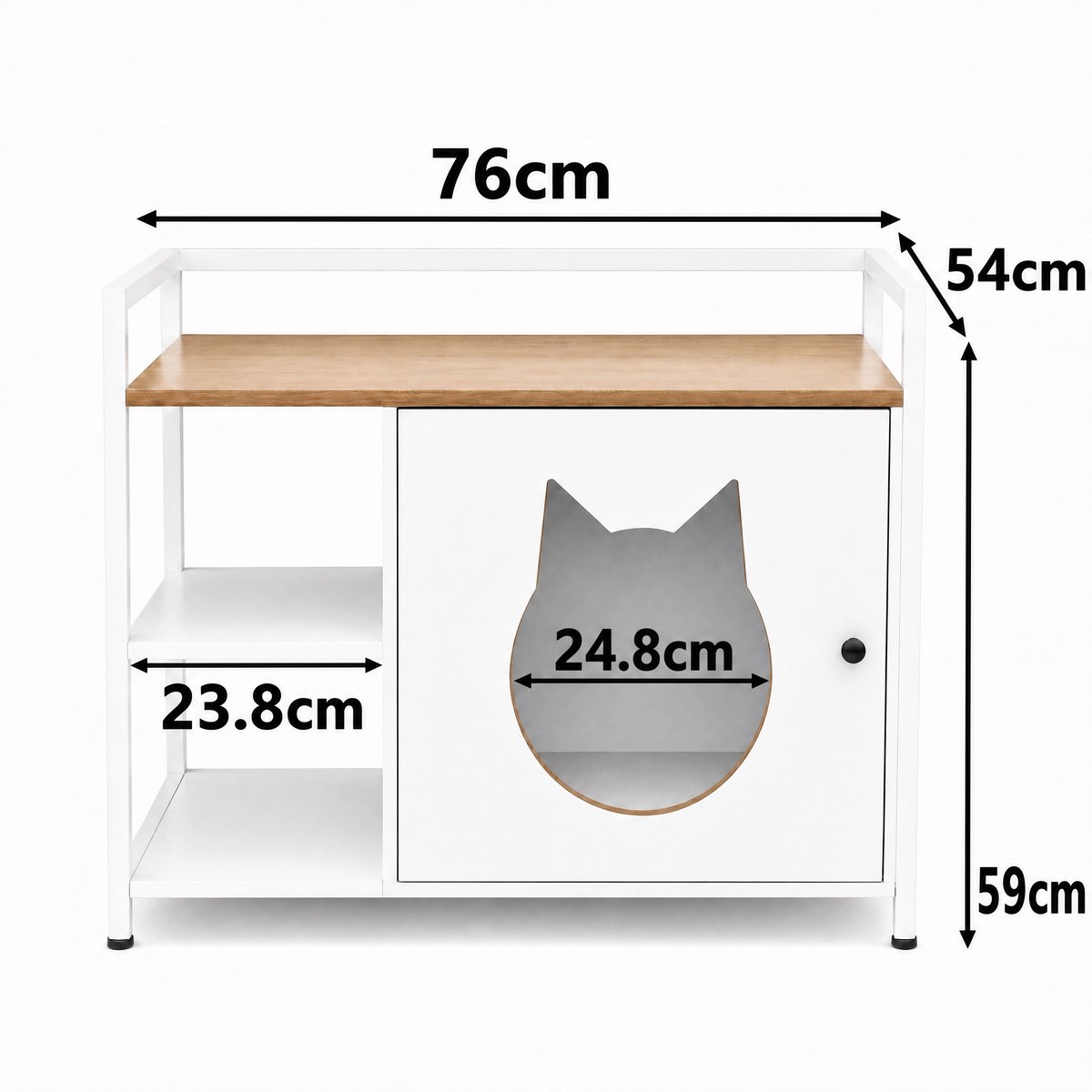 Miniatuur van productfoto 6 van Kattenbak kast - Kattenbak - Kattenbak huis - Meubel - Bijzettafel - Kattenbak meubel - kattenbak - opening voor de kattenkop - 2 planken - opbergruimte - modern kattenmeubel - woonkamer en slaapkamer - Wit