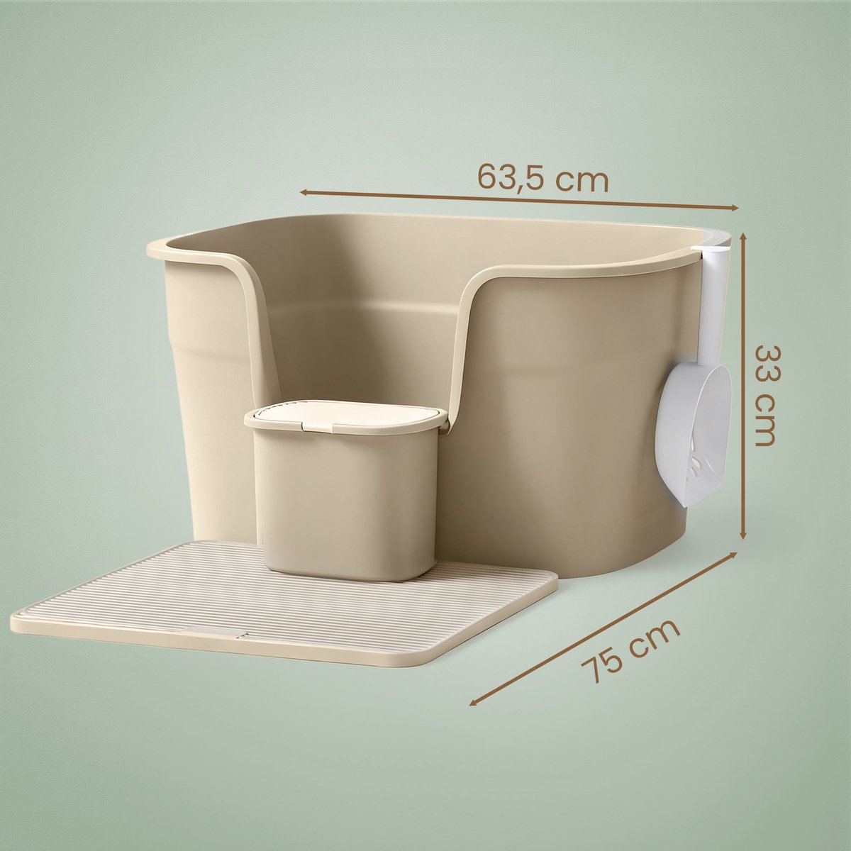 Miniatuur van productfoto 3 van Feandrea - Kattenbak - Grote met Hoge Zijkanten - Inclusief Kattenmat en Schep - Met Opbergbox