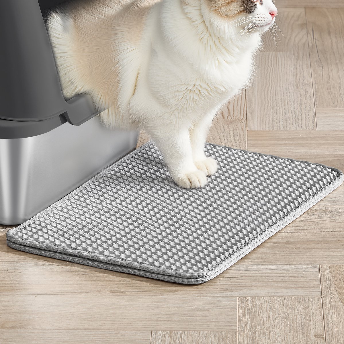 Miniatuur van productfoto 2 van Feandrea - Kattenbak - Van Roestvrij Staal met Deksel - Inclusief Schep Borstel en 2 Ingangen