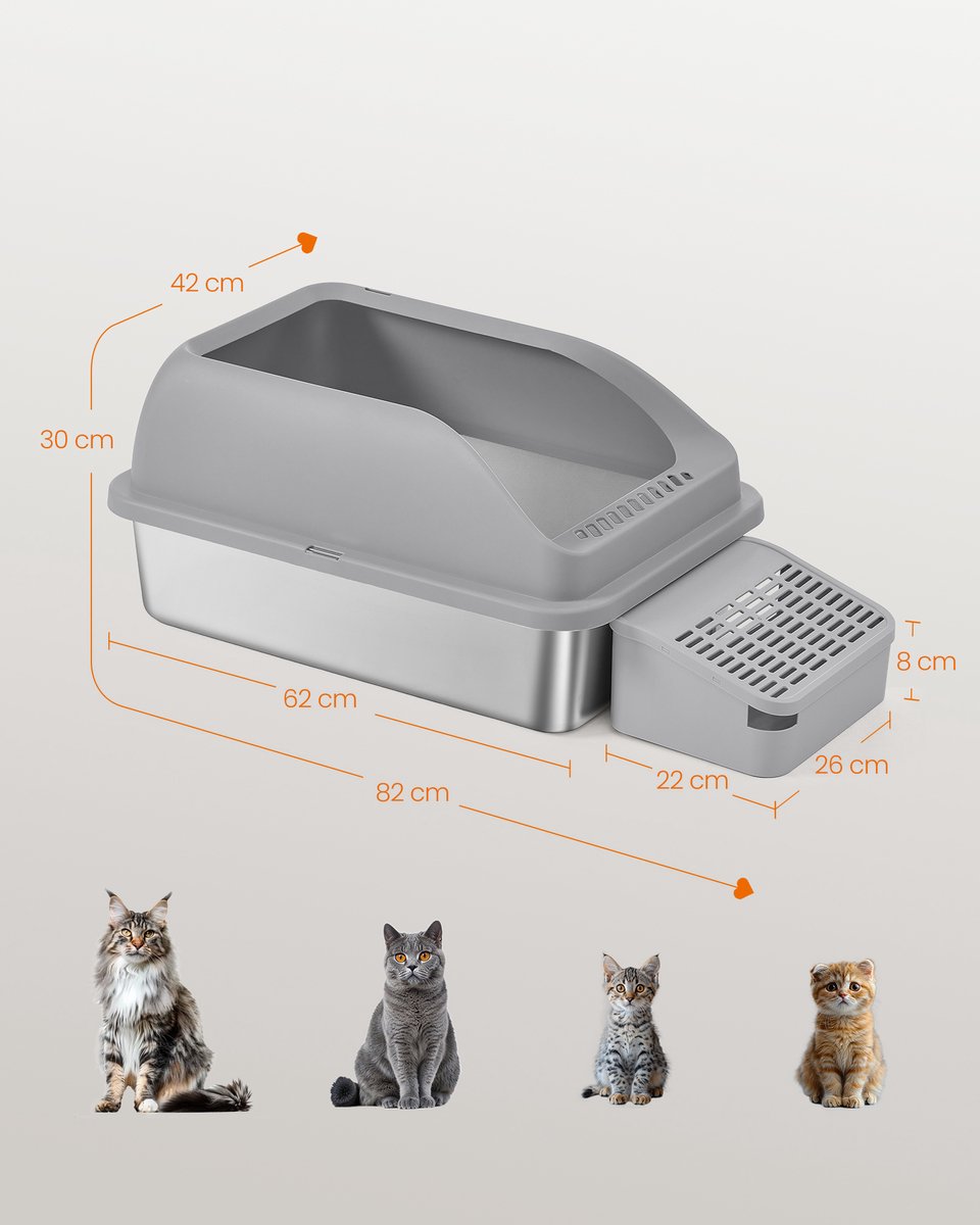 Miniatuur van productfoto 3 van Feandrea - Kattenbak - Met Hoge Zijkanten - Ruim Ontwerp - Inclusief Schep en Borstel
