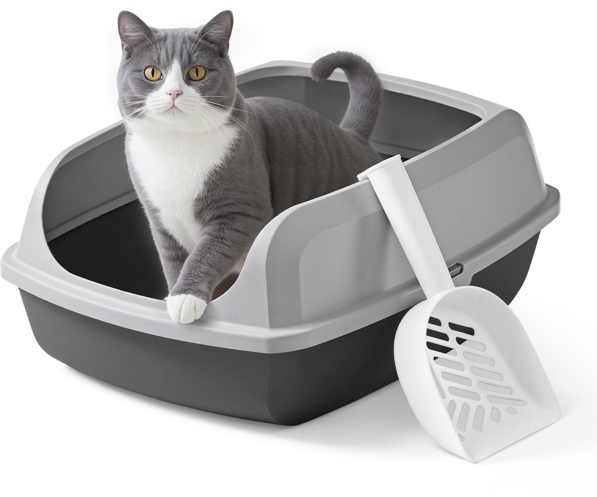 Miniatuur van productfoto 7 van Feandrea - Kattenbak - Met Hoge Zijkanten - Open Ontwerp - Inclusief Schepje - Voor Kittens en Grote Katten