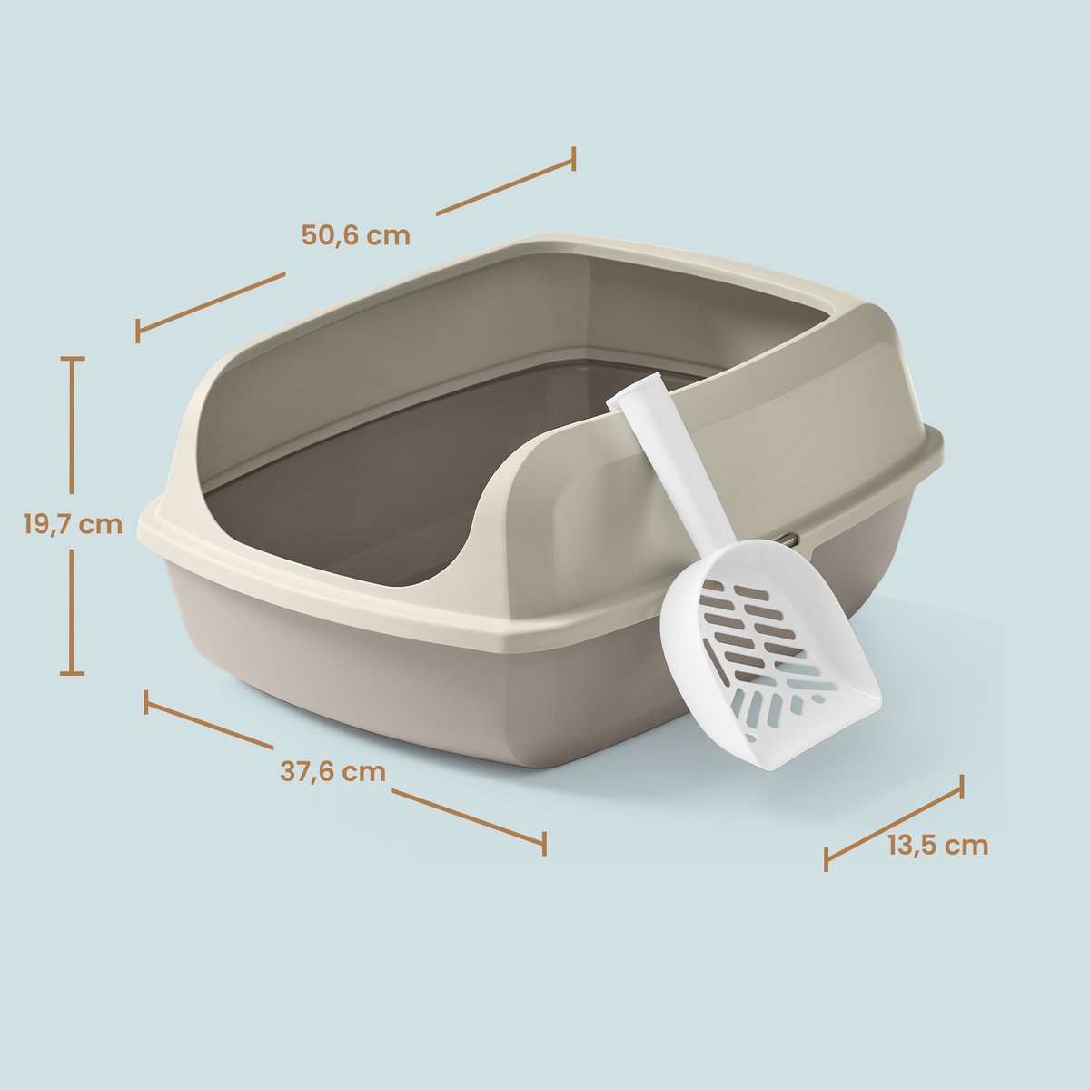Miniatuur van productfoto 3 van Feandrea - Kattenbak - Met Hoge Zijkanten - Open Katten Toilet - Inclusief Schepje