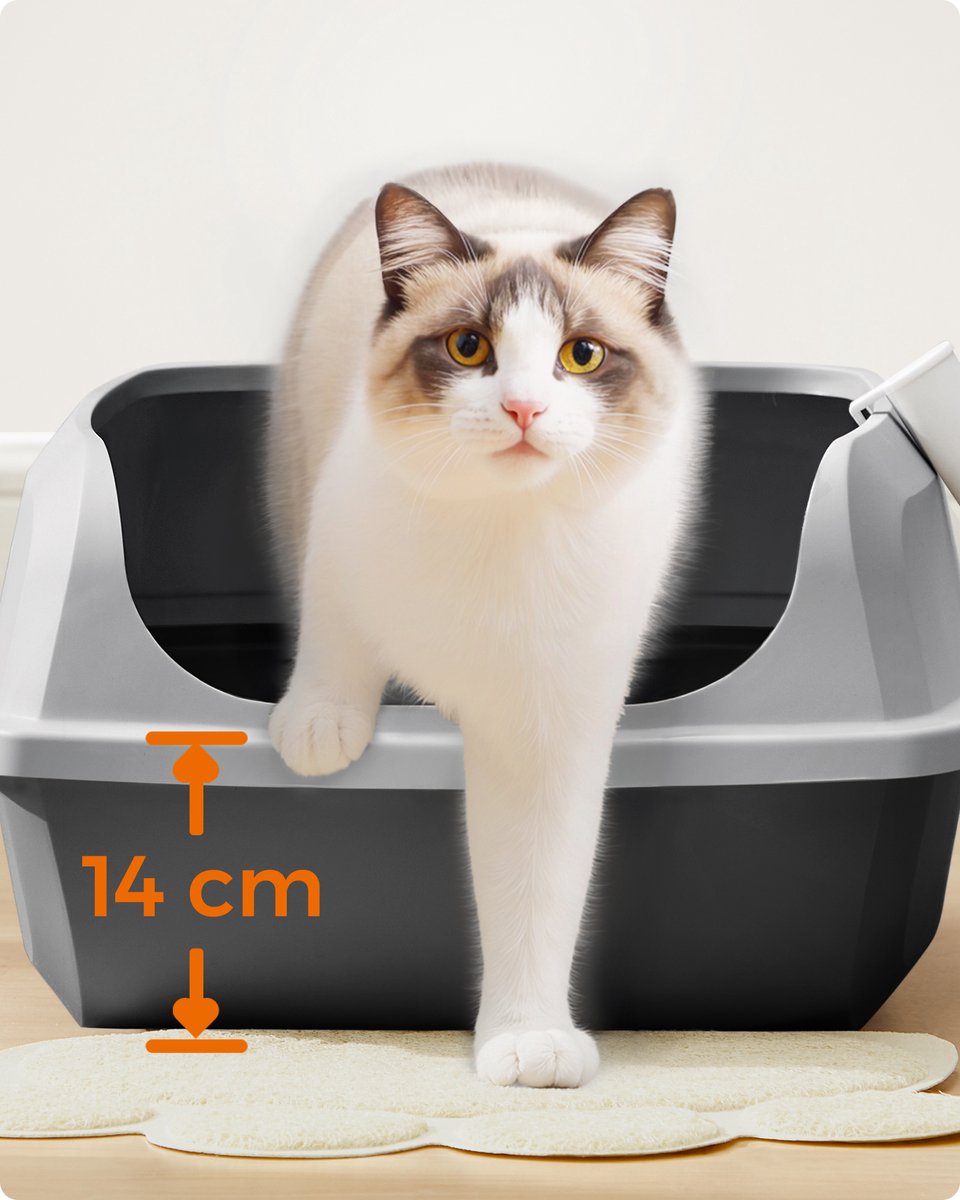 Miniatuur van productfoto 6 van Feandrea - Kattenbak - Met Hoge Zijkanten - Open Ontwerp - Inclusief Schepje