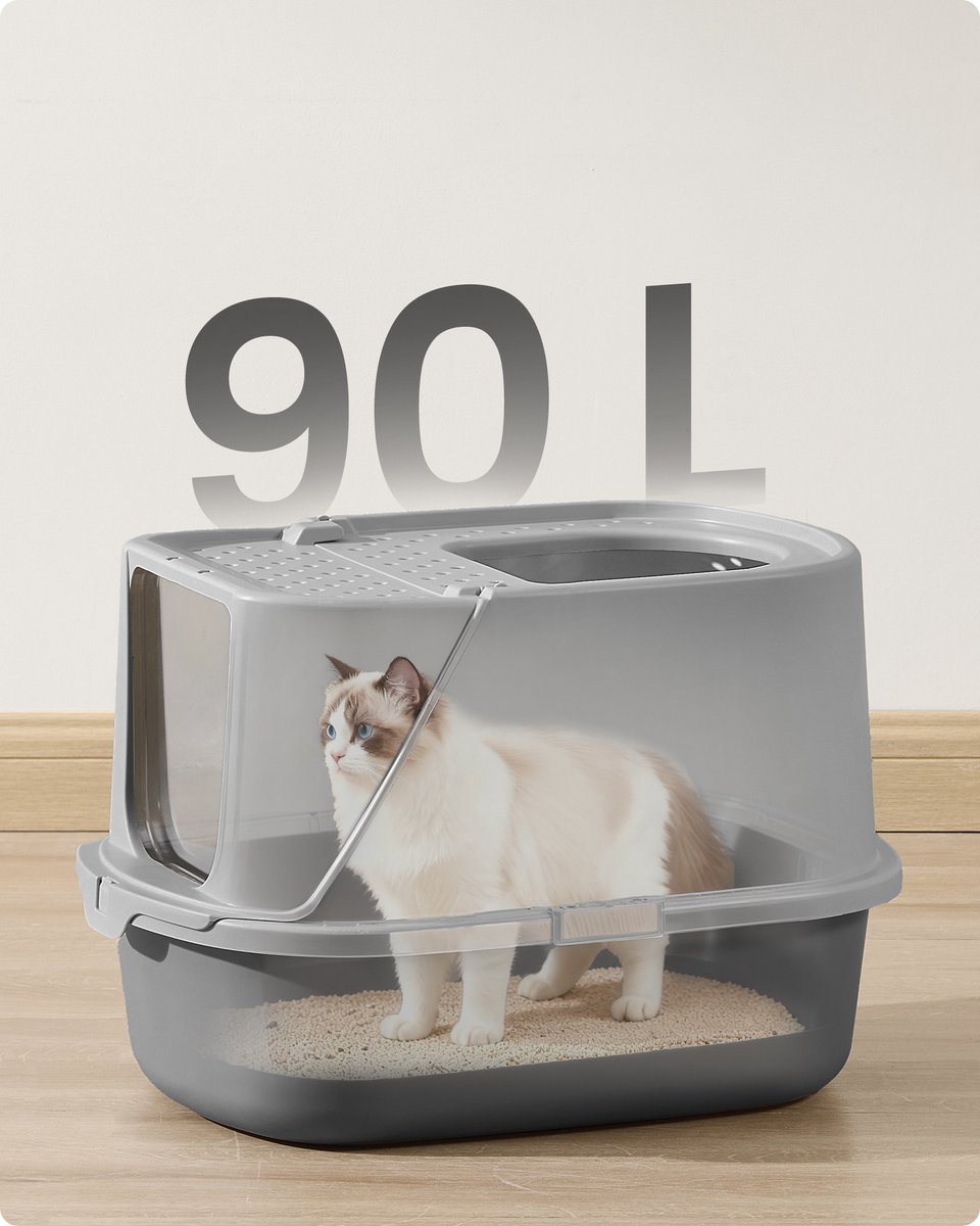 Miniatuur van productfoto 2 van Feandrea - Kattenbak - Met Deksel - Inclusief Schep en Borstel - Voor Katten tot 15 kg