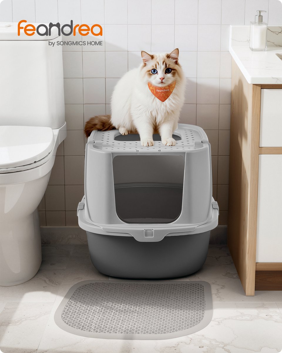 Miniatuur van productfoto 5 van Feandrea - Kattenbak - Met Deksel - Inclusief Schep en Borstel - Voor Katten tot 15 kg