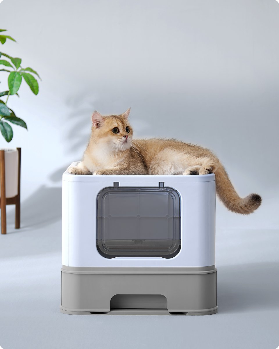 Miniatuur van productfoto 5 van Feandrea - Kattenbak - Met Deksel - Uittrekbare Lade - Uitloopvrije Bodem