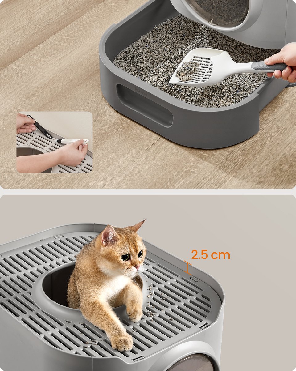 Productfoto 1 van Feandrea - Kattenbak - Met Deksel - Uittrekbare Lade - Geschikt voor Katten van Verschillende Grootten