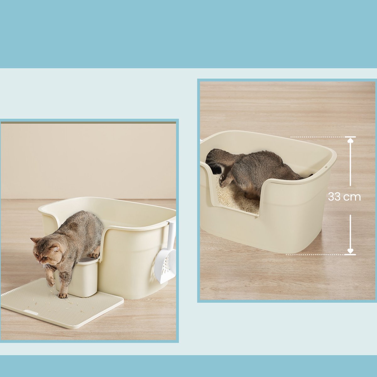 Miniatuur van productfoto 2 van Feandrea - Kattenbak - Extra Groot - Voor Meerdere Katten - Met Hoge Zijkanten en Accessoires