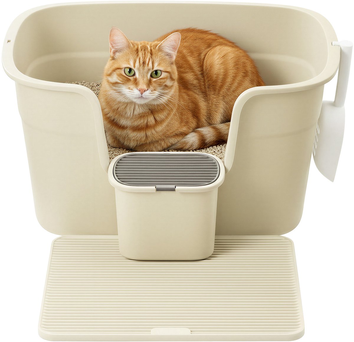 Miniatuur van productfoto 6 van Feandrea - Kattenbak - Extra Groot - Voor Meerdere Katten - Met Hoge Zijkanten en Accessoires