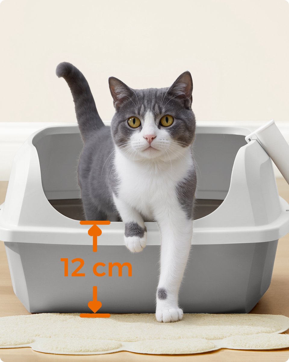 Miniatuur van productfoto 10 van Feandrea - Kattenbak - Met Hoge Zijkanten - Open Ontwerp - Inclusief Schepje