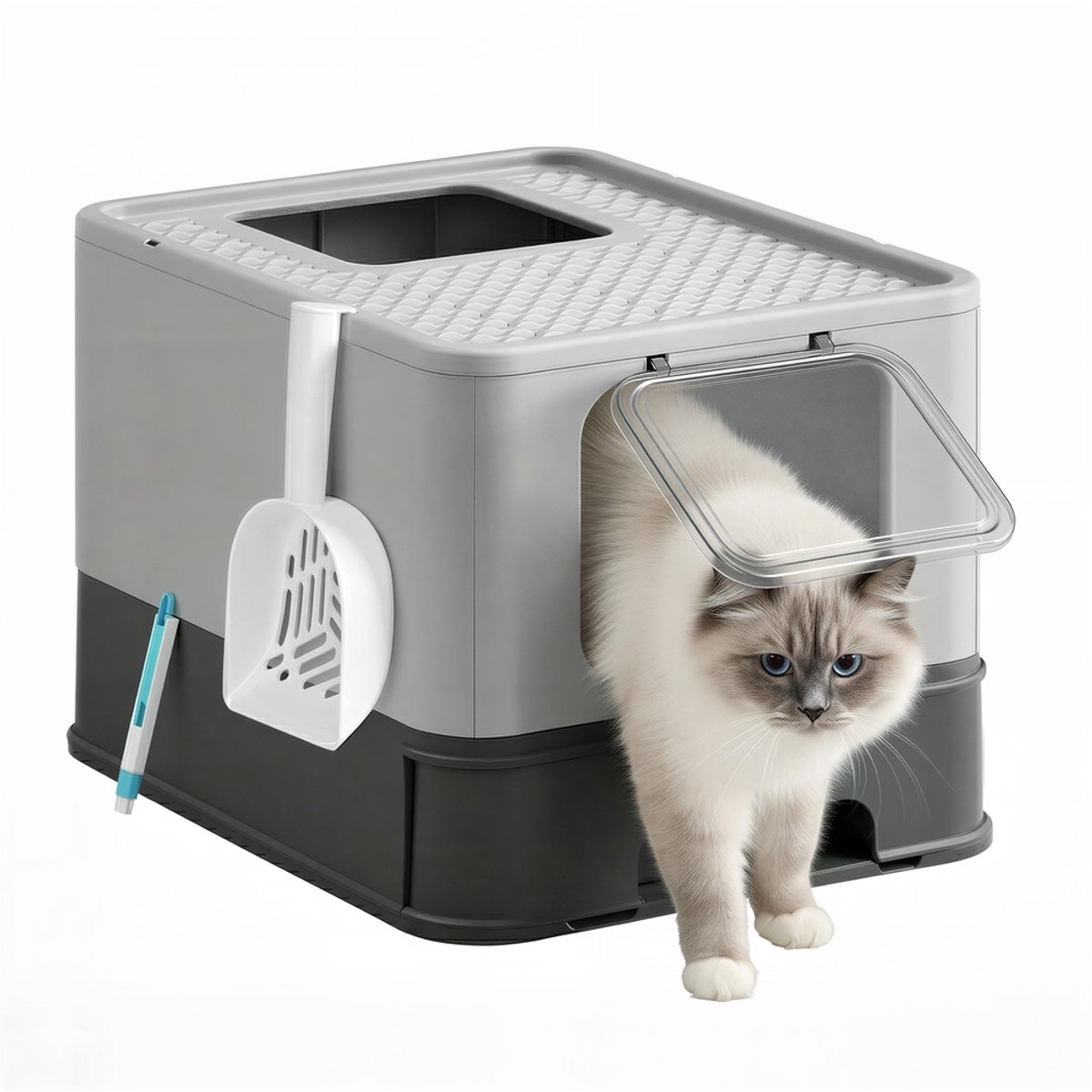 Miniatuur van productfoto 6 van Feandrea - Kattenbak - Met Deksel - Uittrekbare Lade - Lekvrije Bodem