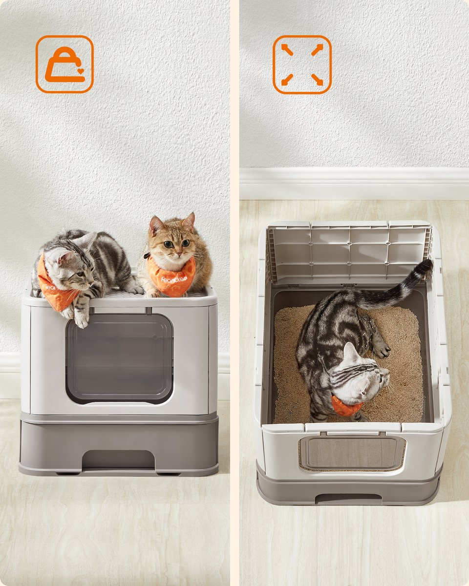 Miniatuur van productfoto 2 van Feandrea - Kattenbak - Met Deksel - Uittrekbare Lade - Lekvrije Bodem