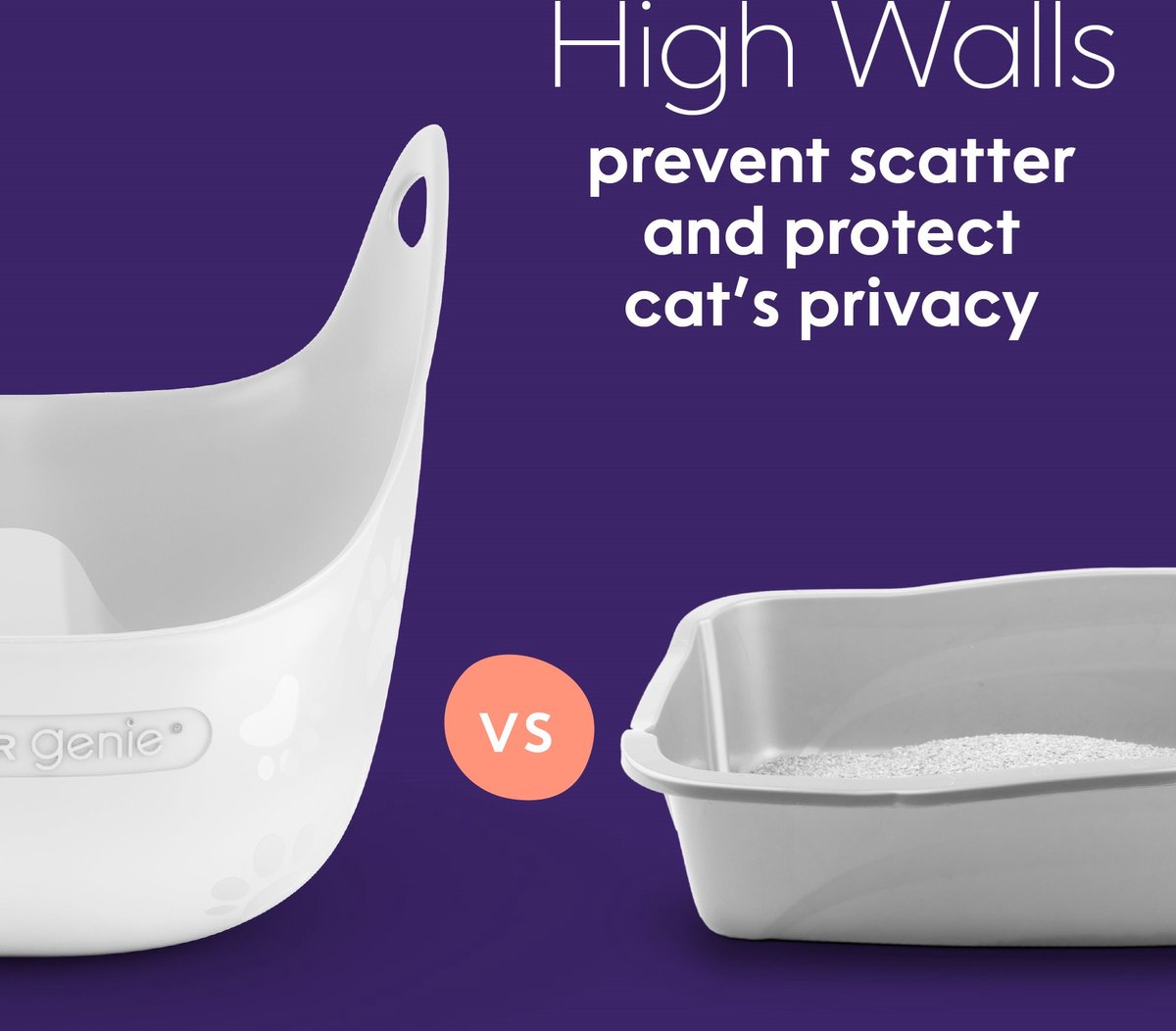 Productfoto 1 van LITTER GENIE Flexibele Kattenbak - Lichtgewicht & Duurzaam - Incl. Schep - Geïntegreerde Handvaten & Hoge Randen - Grijs
