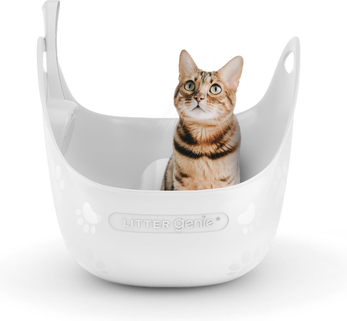 Miniatuur van productfoto 7 van LITTER GENIE Flexibele Kattenbak - Lichtgewicht & Duurzaam - Incl. Schep - Geïntegreerde Handvaten & Hoge Randen - Wit