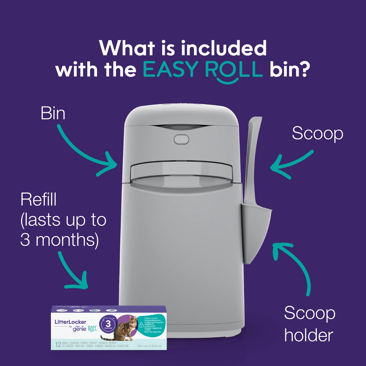 Miniatuur van productfoto 4 van LITTER GENIE Easy Roll - Kattenbak Emmer - Met Navulling voor 3 Maanden - Geurvrij & Hygiënisch Afvalbeheer