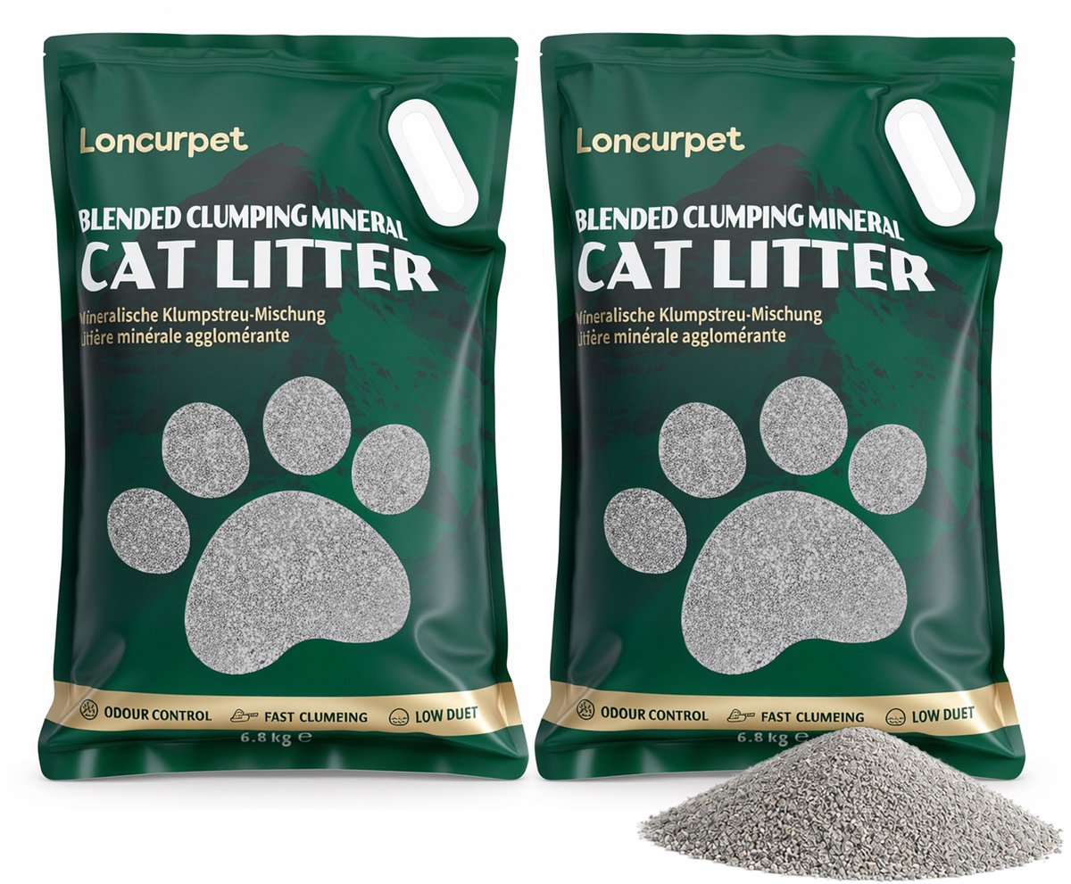 Miniatuur van productfoto 3 van Loncurpet - Kattenbakvulling - Natuurlijk Ruw Erts Gemengd Kattengrind - 2 x 6,8kg - Sterke Klontvorming - Stofarme Formule - Geurneutraal - Geen vastplakresten