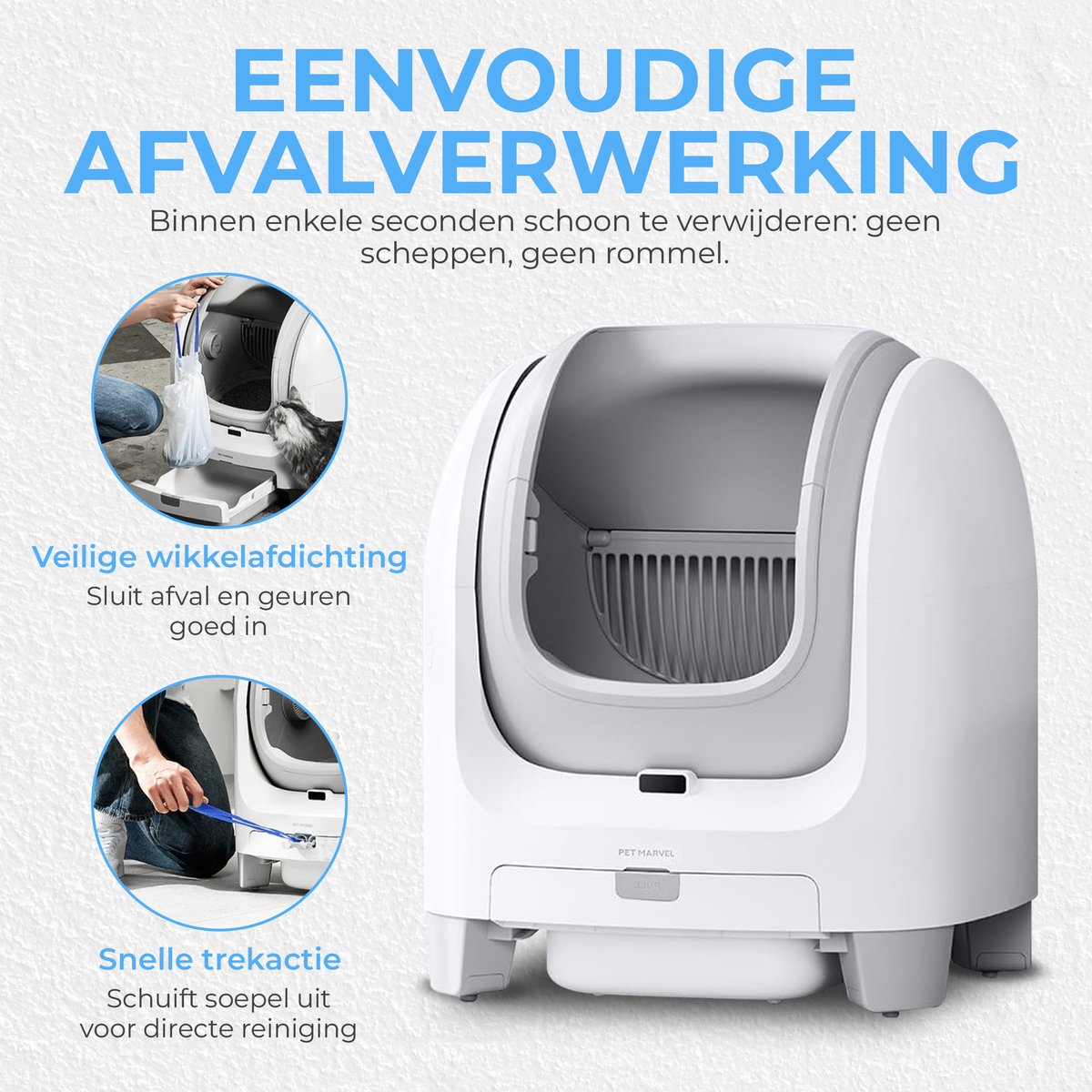 Miniatuur van productfoto 3 van Pet Marvel C1 – Automatische Kattenbak – Zelfreinigende Kattenbak XXL – Grote opening - Geschikt voor grote en meerdere katten – Geurloos - Inclusief App, Afvalzak en Geurverwijderaar