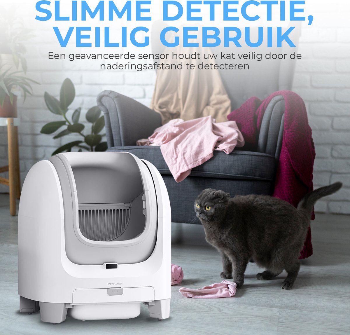 Miniatuur van productfoto 7 van Pet Marvel C1 – Automatische Kattenbak – Zelfreinigende Kattenbak XXL – Grote opening - Geschikt voor grote en meerdere katten – Geurloos - Inclusief App, Afvalzak en Geurverwijderaar