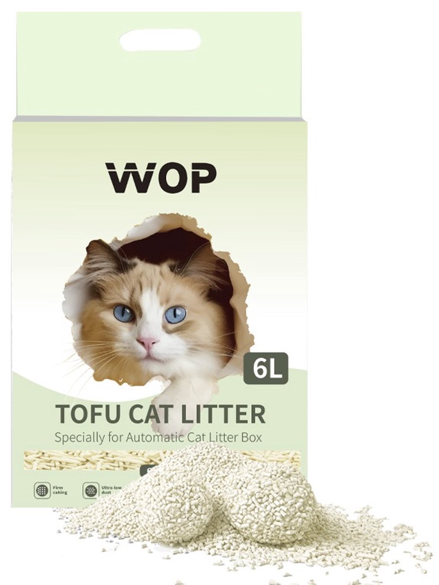 Miniatuur van productfoto 2 van TOFU kattenbakvulling - Naturel - WOP - Kattoilet - 6L - 2.5KG