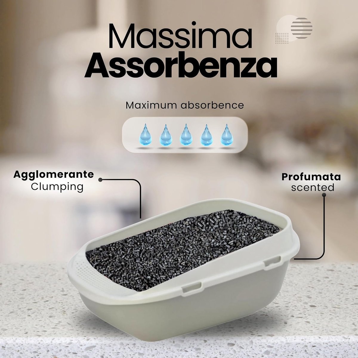 Miniatuur van productfoto 4 van SnelShoppen - Natuurlijke Kattenbakvulling 2 kg Geactiveerde Koolstof met Erwtvezel en Maïszetmeel Biologisch Afbreekbaar Klonterend 3.8 L Geur Neutra