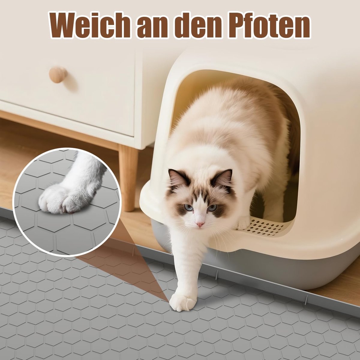Miniatuur van productfoto 2 van Dailygoods- Kattenbakmat 80 x 56 cm - Voedselveilige Siliconen - Waterdicht - Urinebestendig - Antislipmat - Eenvoudig Schoon Te Maken - Kattenmat