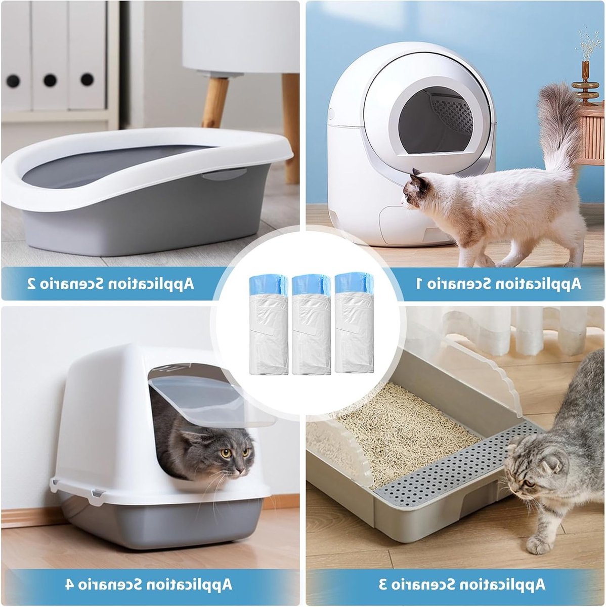 Miniatuur van productfoto 5 van Draagbare kattenbakzakken: 6 rollen met 90 stevige zakken voor kattenbakvulling, eenvoudig te vervangen en zelfreinigend