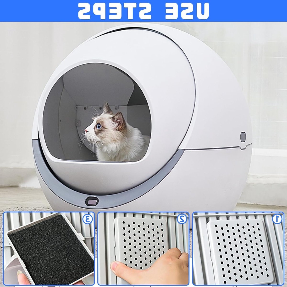 Miniatuur van productfoto 3 van Pack van 24 vervangfilters voor kattenbakken, 11.5 x 10.5 x 0.5 cm, actieve koolstof, sterk absorberend, ideaal voor kattenbakken en kattenbakvulling