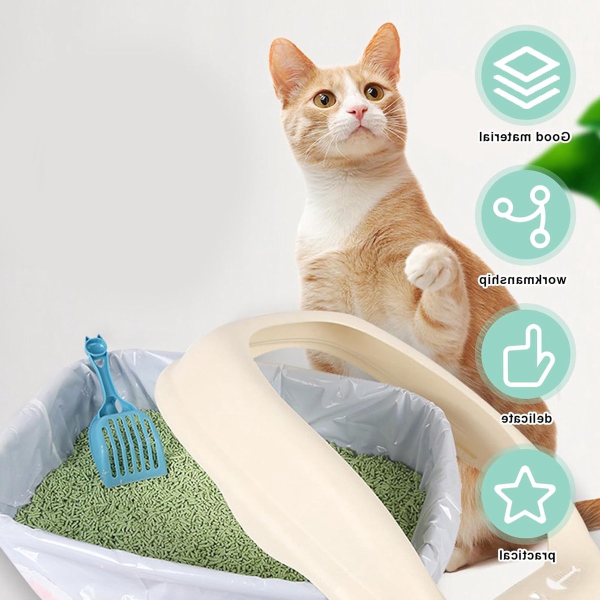 Miniatuur van productfoto 2 van Draagbare Afvalzakken voor Katten: 6 Rollen Vervangende Kattenbakzakken, 90 Stuks Duurzame Zelfreinigende Kattenbakzakken, Groene Kleur, Ideaal voor Gemakkelijk Afvoeren en Hygiëne