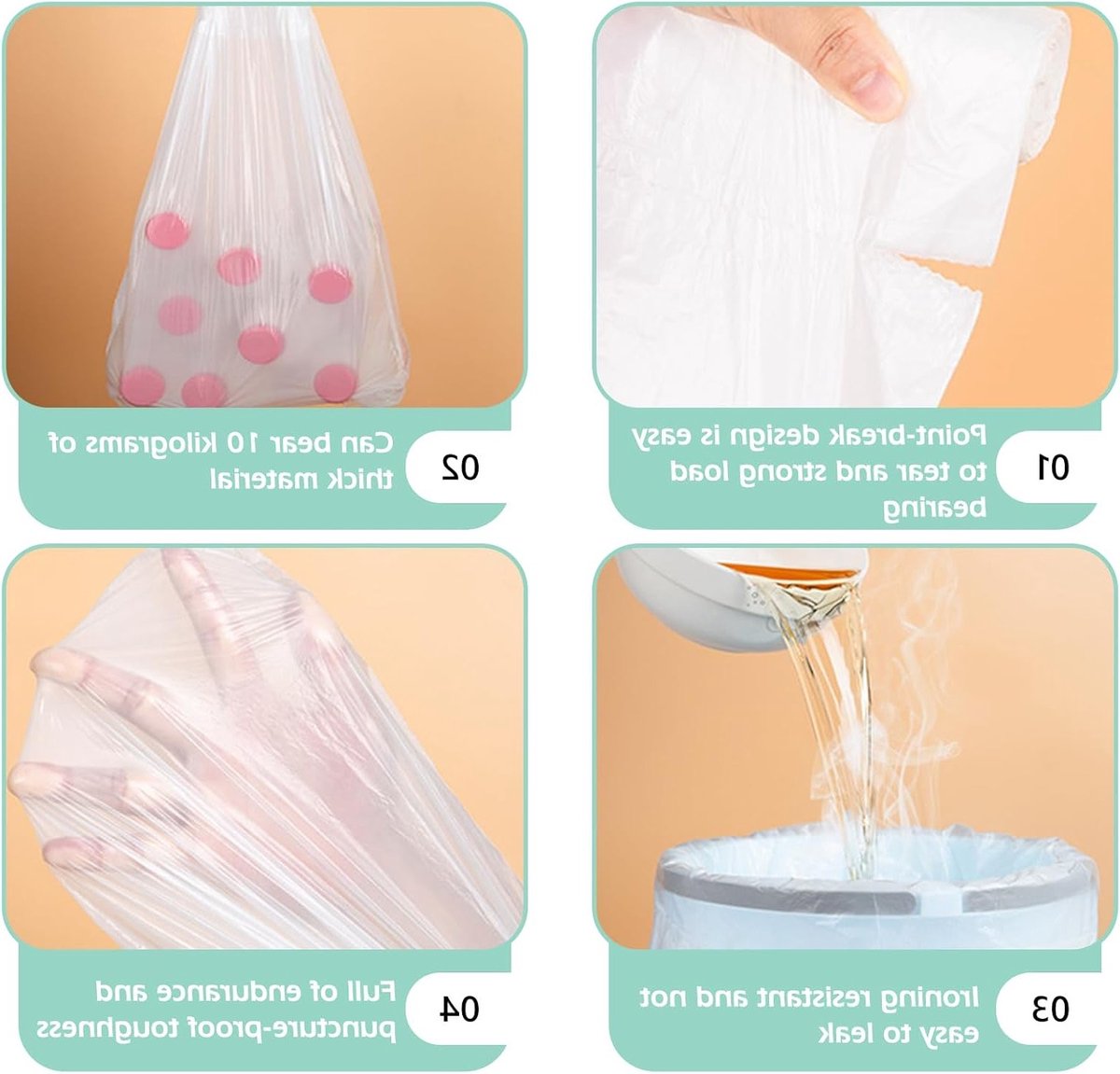 Miniatuur van productfoto 3 van Draagbare Afvalzakken voor Katten: 6 Rollen Vervangende Kattenbakzakken, 90 Stuks Duurzame Zelfreinigende Kattenbakzakken, Groene Kleur, Ideaal voor Gemakkelijk Afvoeren en Hygiëne