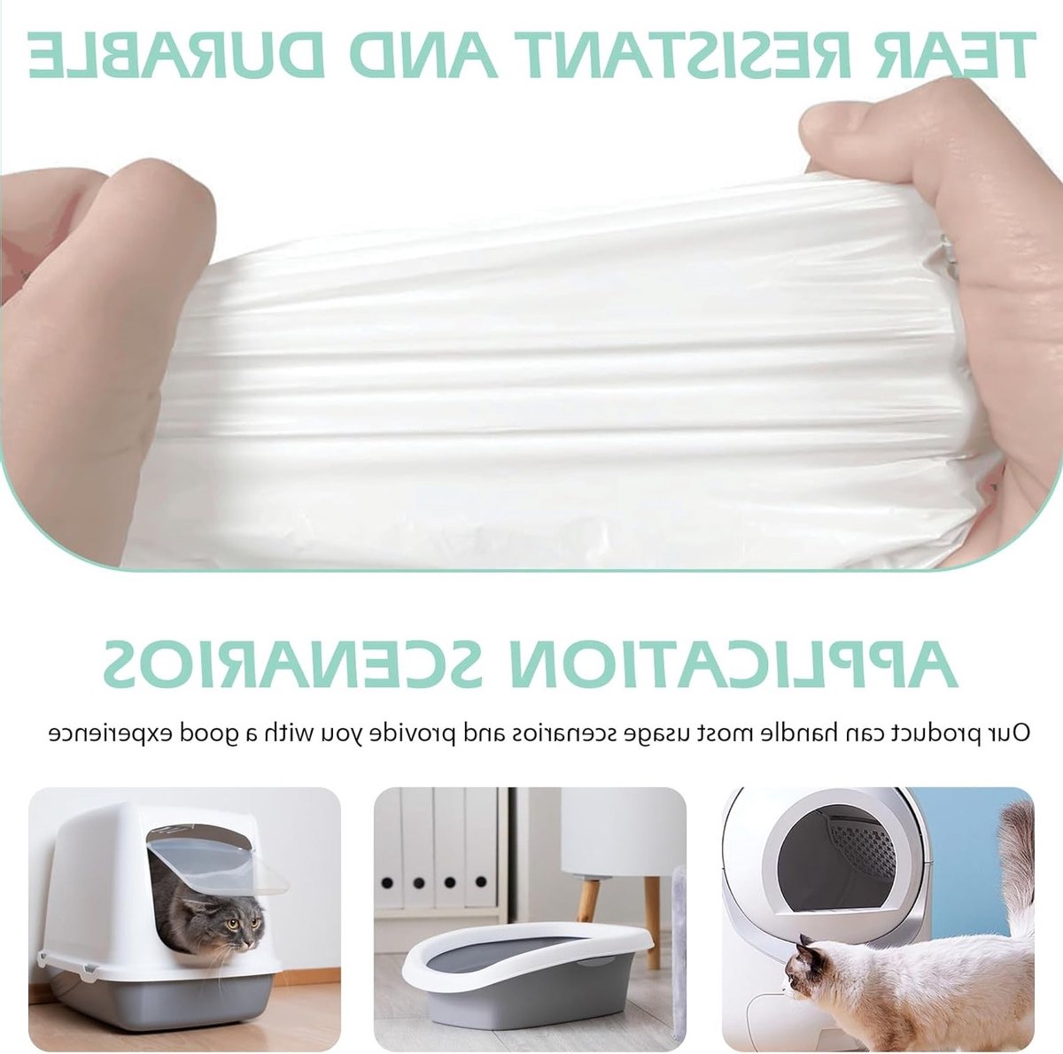 Miniatuur van productfoto 6 van Draagbare Afvalzakken voor Katten: 6 Rollen Vervangende Kattenbakzakken, 90 Stuks Duurzame Zelfreinigende Kattenbakzakken, Groene Kleur, Ideaal voor Gemakkelijk Afvoeren en Hygiëne