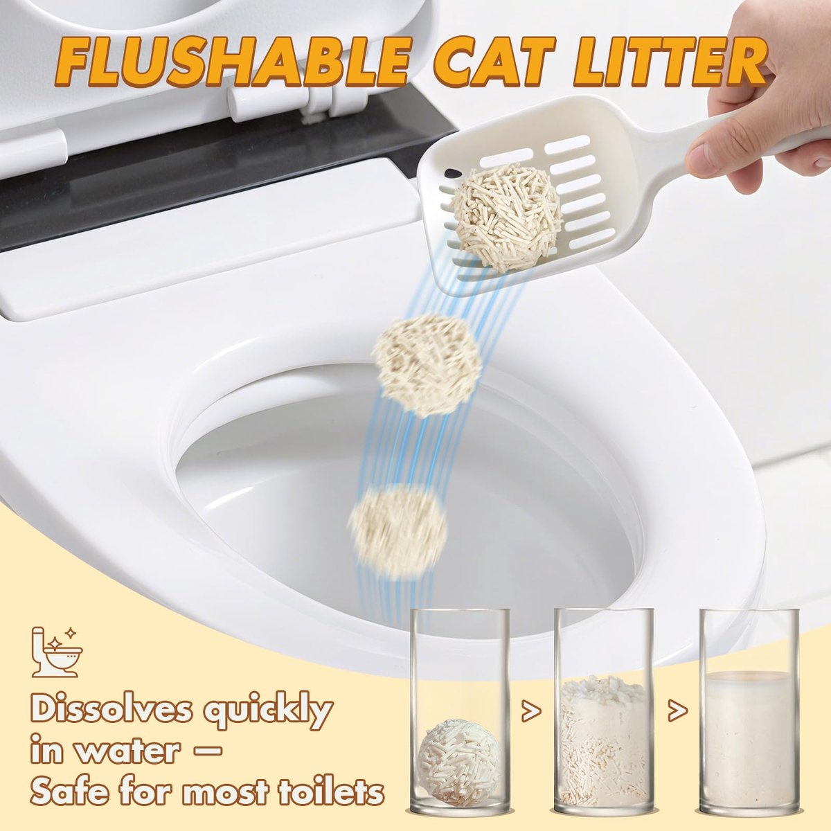 Miniatuur van productfoto 4 van SnelShoppen - Tofu kattenbakvulling - snel klonterend, doorspoelbaar, ultra-absorberend, weinig tracking, 100% natuurlijk met kokoskool, 2,5 kg