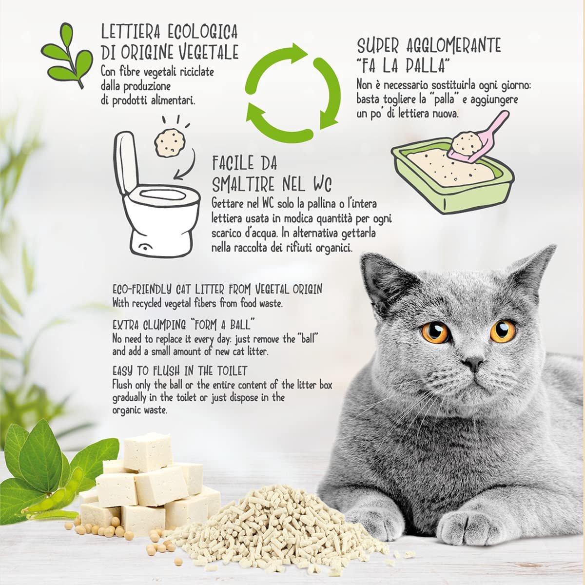 Miniatuur van productfoto 3 van SnelShoppen - Tofu Kattenbakvulling 10 Liter - Klonterend, Plantaardig, Geurremmend, Tot 60 Dagen Gebruik - Biologische Verwijdering - 4 Stuks