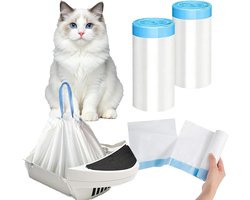 Productfoto 1 van Kattenbakzakken 40 stuks, 65 x 30 cm, stevige vuilniszakken met trekkoord voor kattenbakvulling en hygiëne