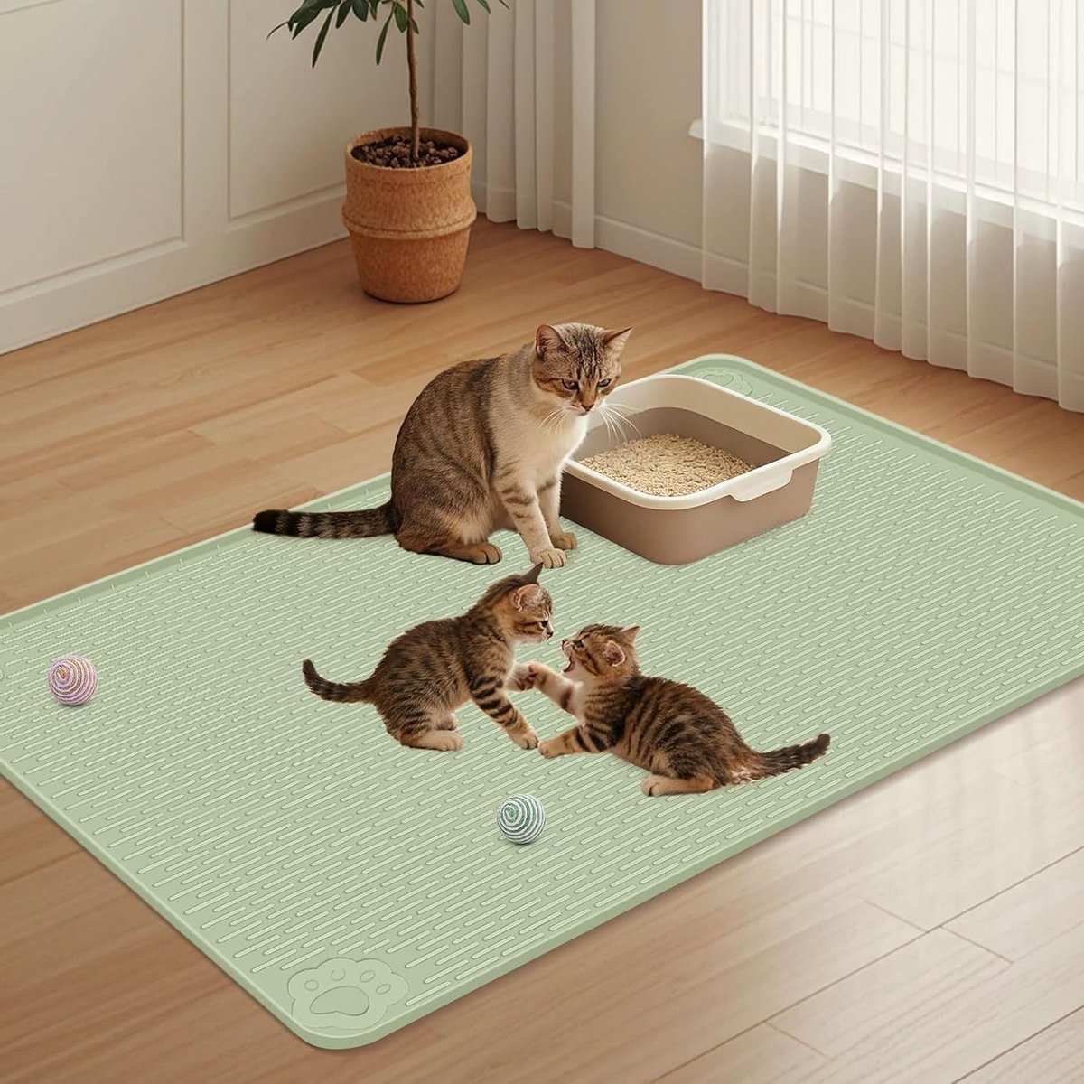 Miniatuur van productfoto 7 van Kattenbakmat - Opvangmat - Kattenbak Schoonhouden - Extra Groot - 1610 Gram - Groen