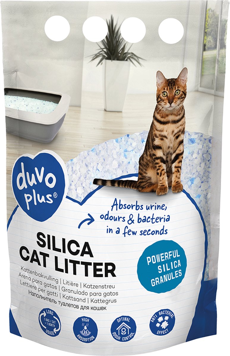 Miniatuur van productfoto 2 van Duvo Kattenbakvulling premium Silica - 6 x 5 Liter - Bulk voordeel