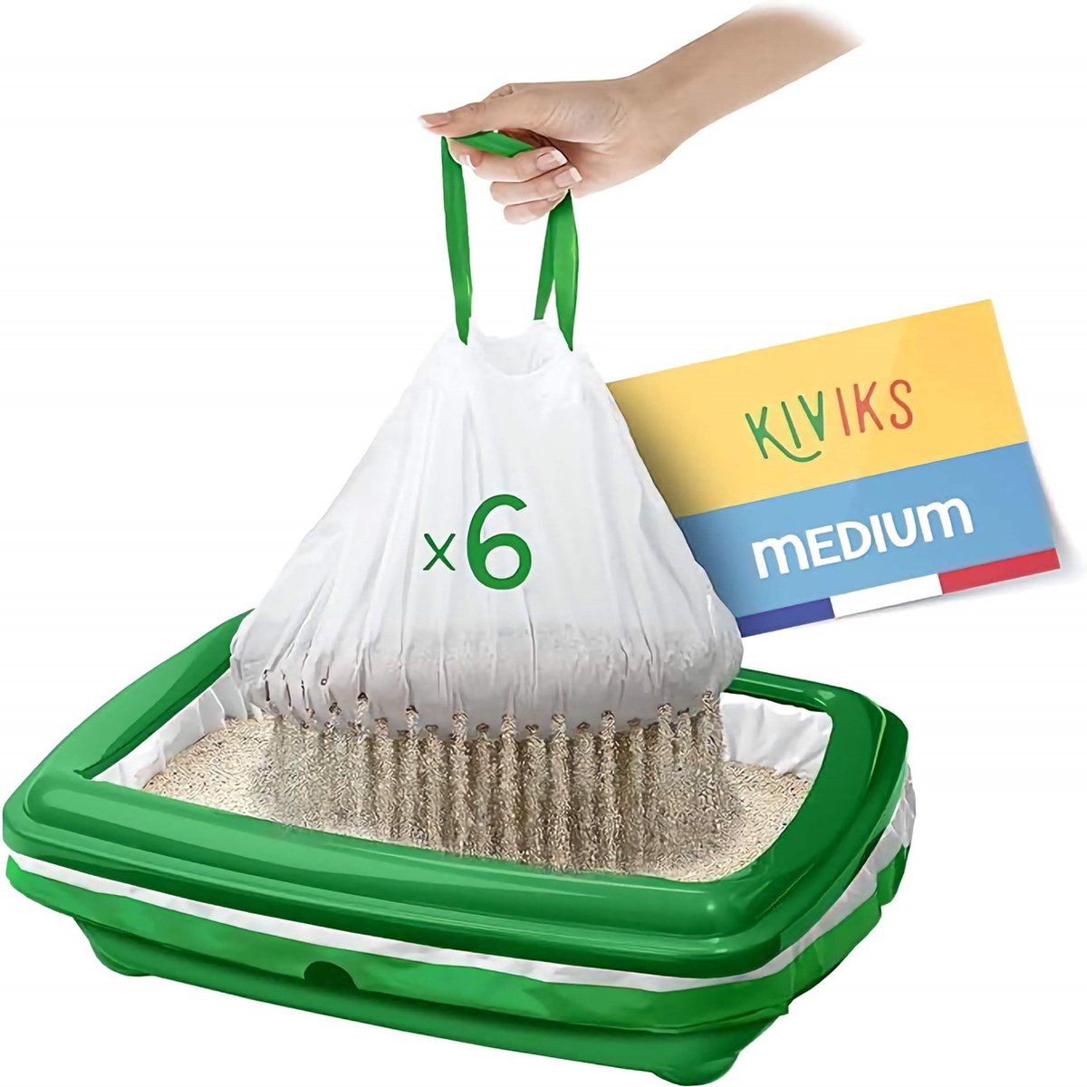 Miniatuur van productfoto 3 van Kiviks Kattenbakzak - Kattenbakzakken met filter - Kattenbakzak met zeef - zak voor grote kattenbak - 6 stuks - M