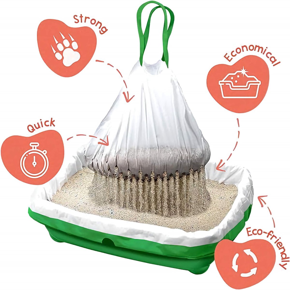 Miniatuur van productfoto 5 van Kiviks Kattenbakzak - Kattenbakzakken met filter - Kattenbakzak met zeef - zak voor grote kattenbak - 6 stuks - M