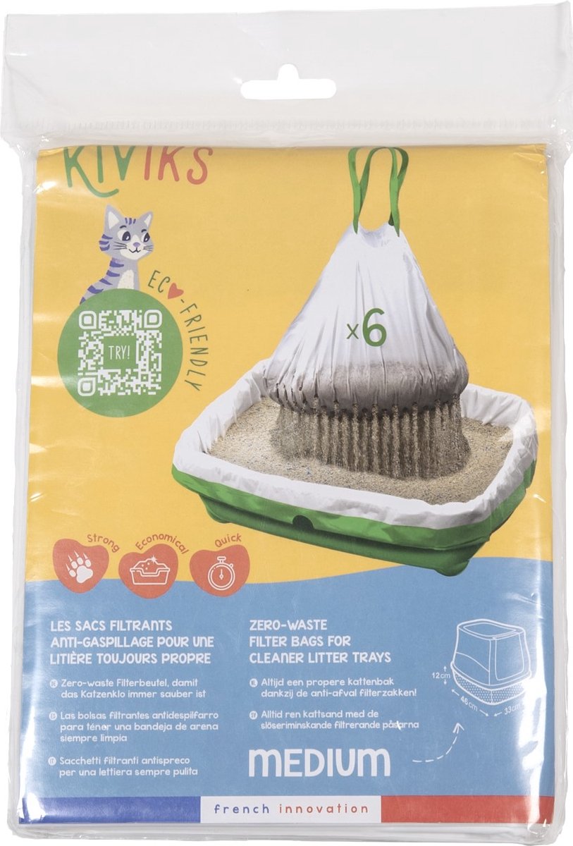 Miniatuur van productfoto 6 van Kiviks Kattenbakzak - Kattenbakzakken met filter - Kattenbakzak met zeef - zak voor grote kattenbak - 6 stuks - M