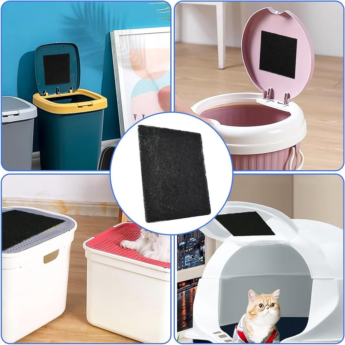 Miniatuur van productfoto 6 van Pack van 24 vervangfilters voor kattenbak, 11.5 x 10.5 x 0.5 cm, actieve koolstof, sterk absorberend, ideaal voor kattenbakken en kattenbak trays
