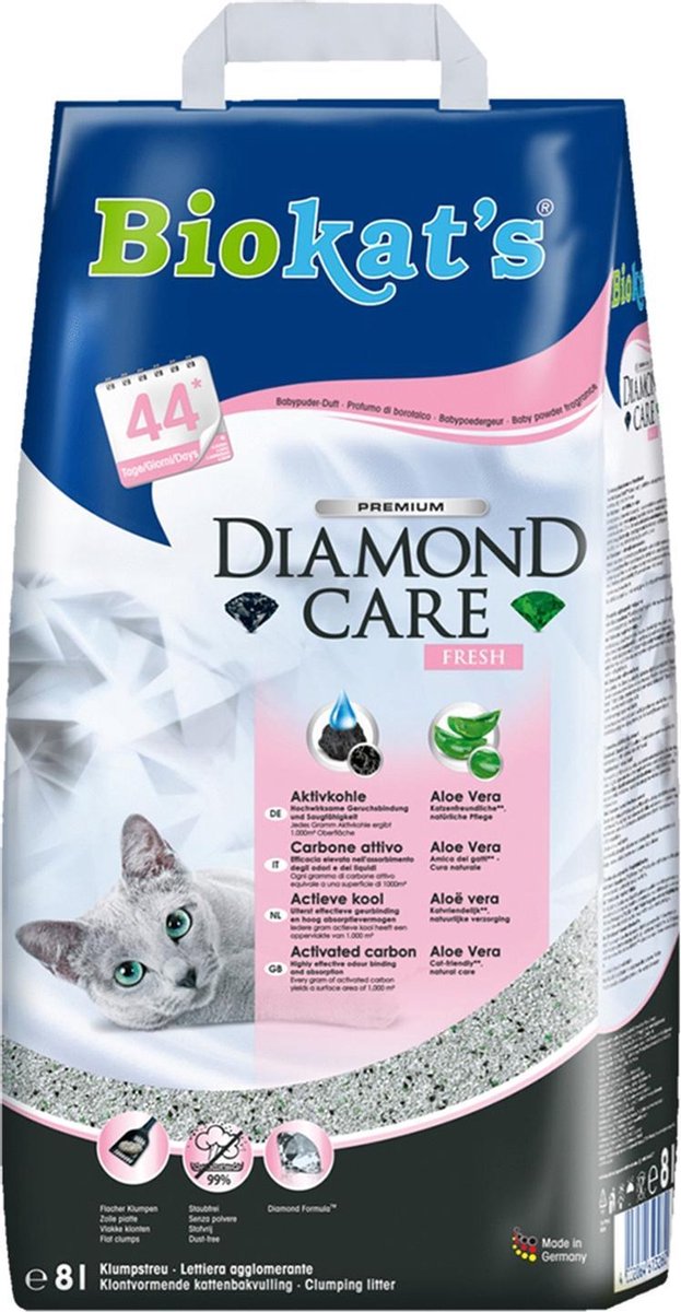Miniatuur van productfoto 8 van Biokat's kattenbakvulling Diamond Care Fresh 8 L papieren zak