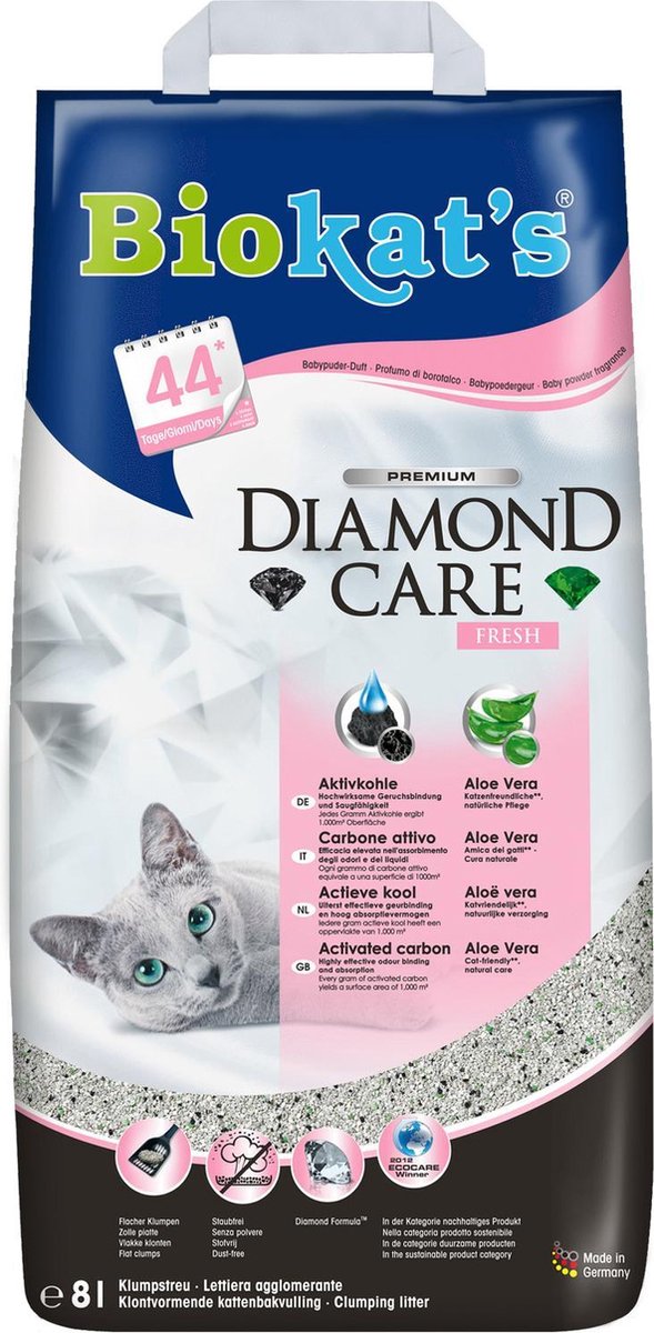 Miniatuur van productfoto 9 van Biokat's kattenbakvulling Diamond Care Fresh 8 L papieren zak