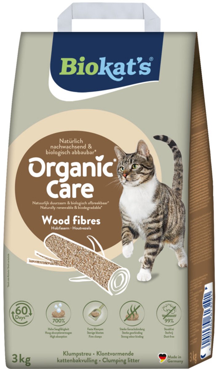 Miniatuur van productfoto 13 van Biokat´s Organic Care Wood - 3 Kg - Kattenbakvulling - Klontvormend - zonder geur